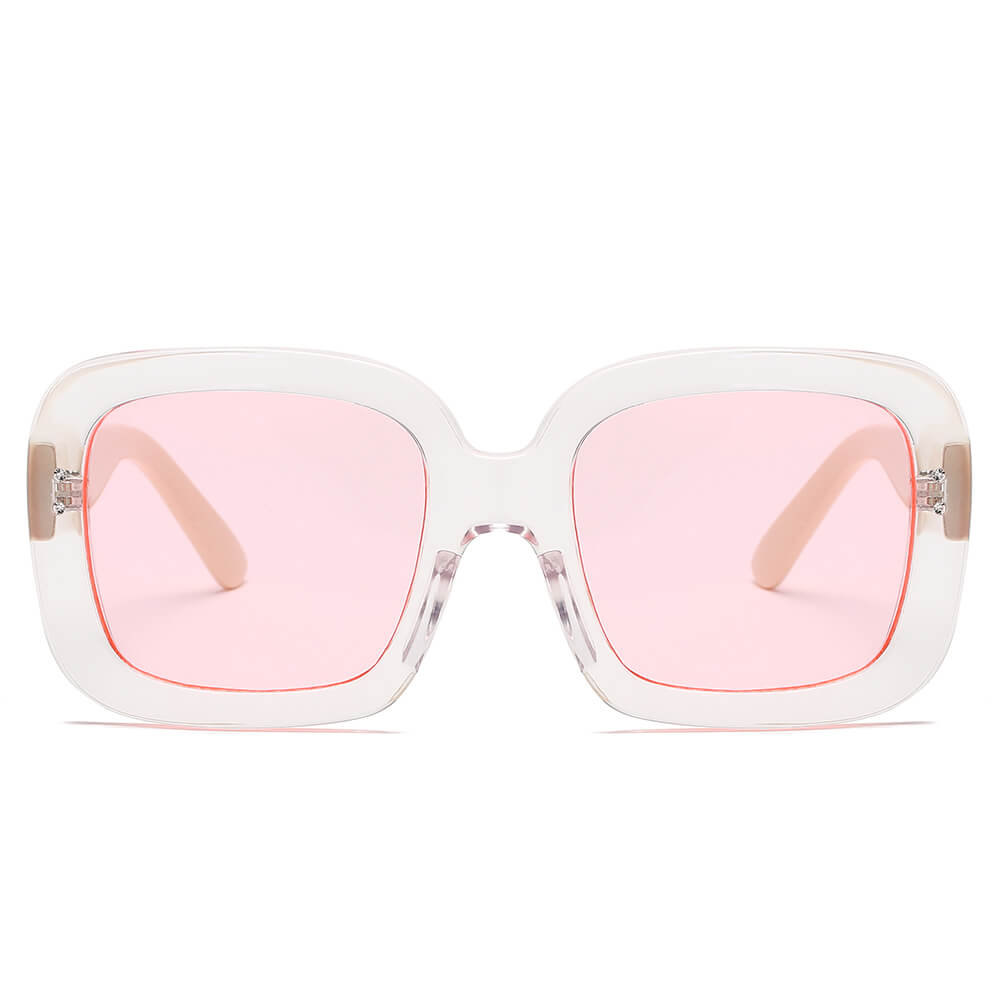 CLEMSON | S1089 - Women Retro Trendy Vintage Bold Square Oversize Sunglasses - Cramilo Eyewear - Stylish Trendy Affordable Sunglasses Clear Glasses Eye Wear Fashion