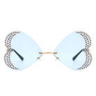 Quixotia - Rimless Butterfly Heart Shape Tinted Fashion Women Sunglasses - Charming Charlie