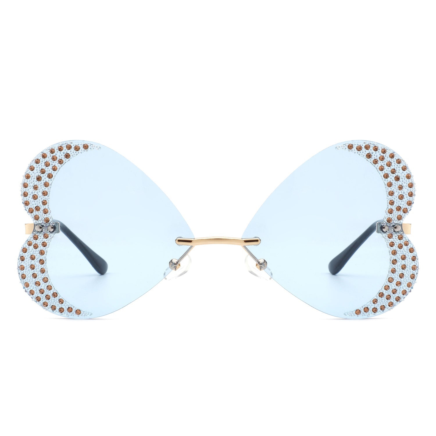 Quixotia - Rimless Butterfly Heart Shape Tinted Fashion Women Sunglasses - Charming Charlie