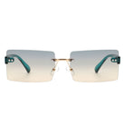 Jadesoul - Rectangle Retro Rimless Tinted Fashion Vintage Square Sunglasses - Charming Charlie