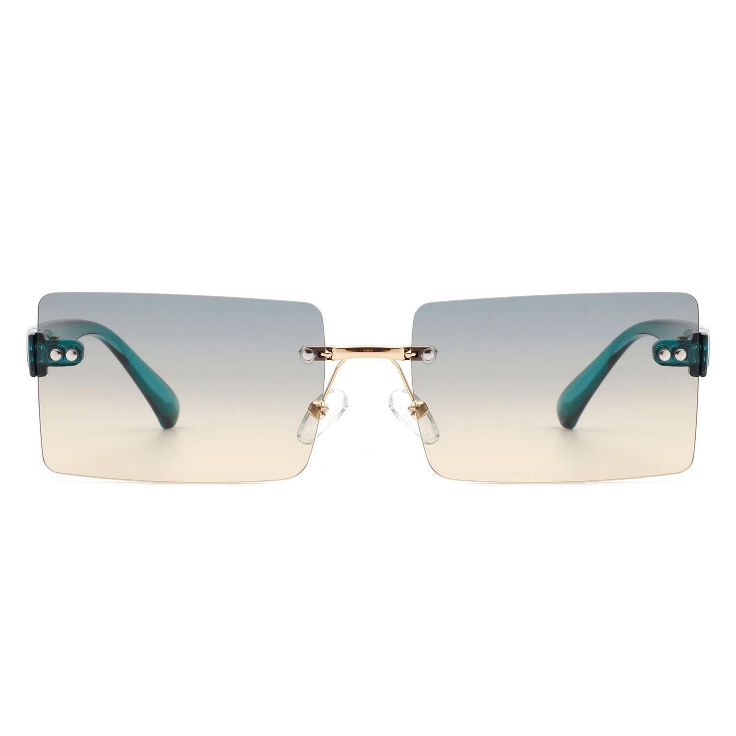 Jadesoul - Rectangle Retro Rimless Tinted Fashion Vintage Square Sunglasses - Charming Charlie