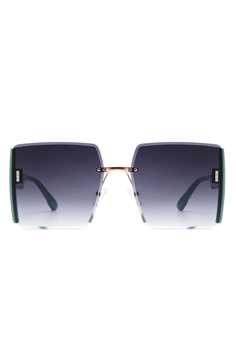 Lyris - Square Rimless Oversize Chic Women's Fashion Sunglasses - Charming Charlie