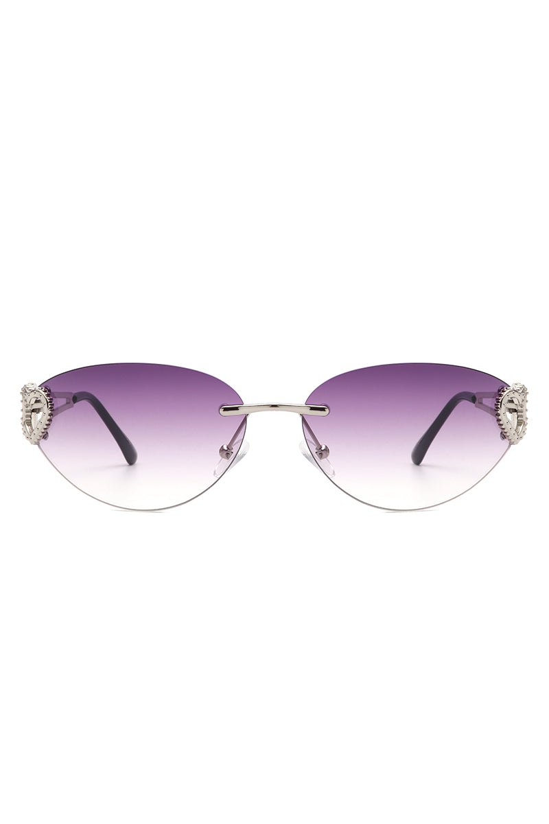 Myral - Women's Chic Frameless Oval Heart Designed Cat Eye Sunglasses - Charming Charlie