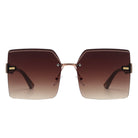 Brisla - Chic Oversized Rimless Square Tinted Fashion Women's Sunglasses - Charming Charlie