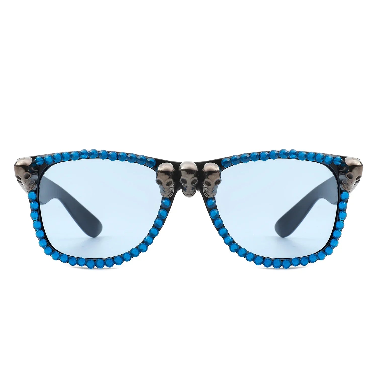 Myralis - Classic Horn Rim Rhinestone Gothic Skull Square Sunglasses - Charming Charlie