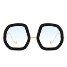 Xanadawn - Women Round Irregular Geometric Glitter Fashion Sunglasses - Charming Charlie