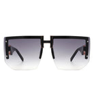 Kaelor - Square Oversized Flat Top Gradient Half Frame Sunglasses - Charming Charlie