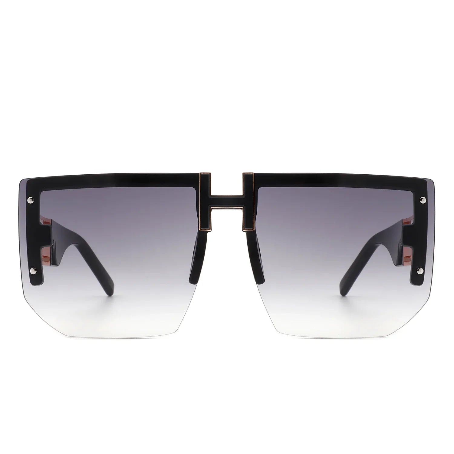 Kaelor - Square Oversized Flat Top Gradient Half Frame Sunglasses - Charming Charlie
