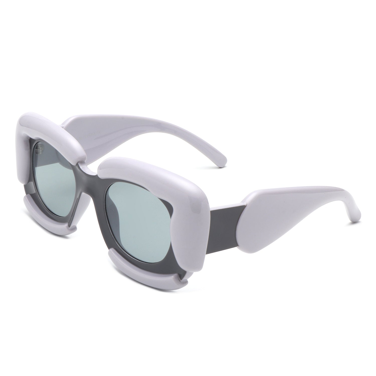 Twirl - Square Geometric Irregular Chunky Fashion Futuristic Sunglasses - Charming Charlie