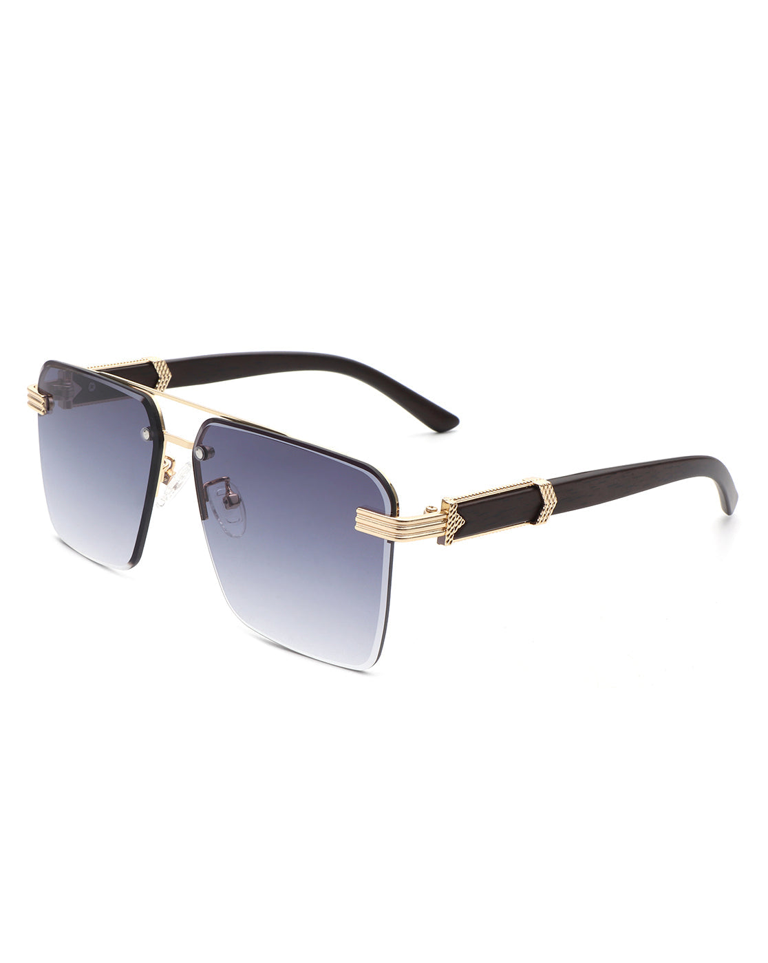Blip - Retro Tinted Rimless Brow-Bar Fashion Square Sunglasses - Charming Charlie