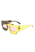 Brynden - Futuristic Square Irregular Flat Top Two-Tone Sunglasses - Charming Charlie