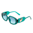 Glittera - Rectangle Retro Oval Chic Round Lens Leaf Design Fashion Sunglasses - Charming Charlie