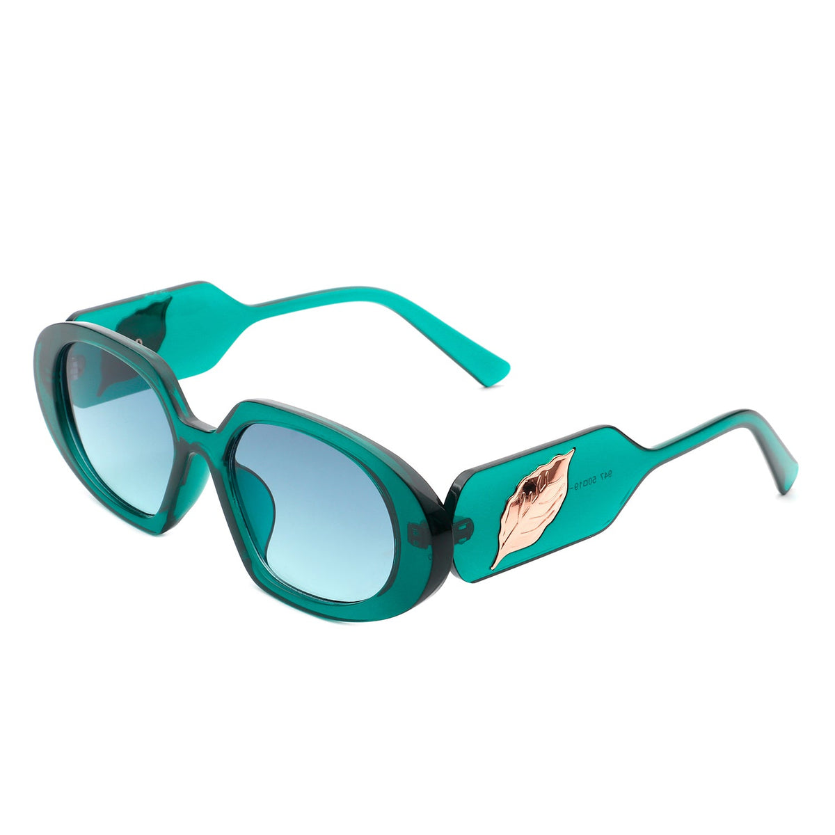 Glittera - Rectangle Retro Oval Chic Round Lens Leaf Design Fashion Sunglasses - Charming Charlie