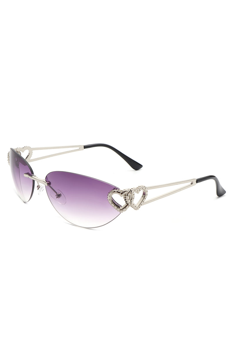 Myral - Women's Chic Frameless Oval Heart Designed Cat Eye Sunglasses - Charming Charlie
