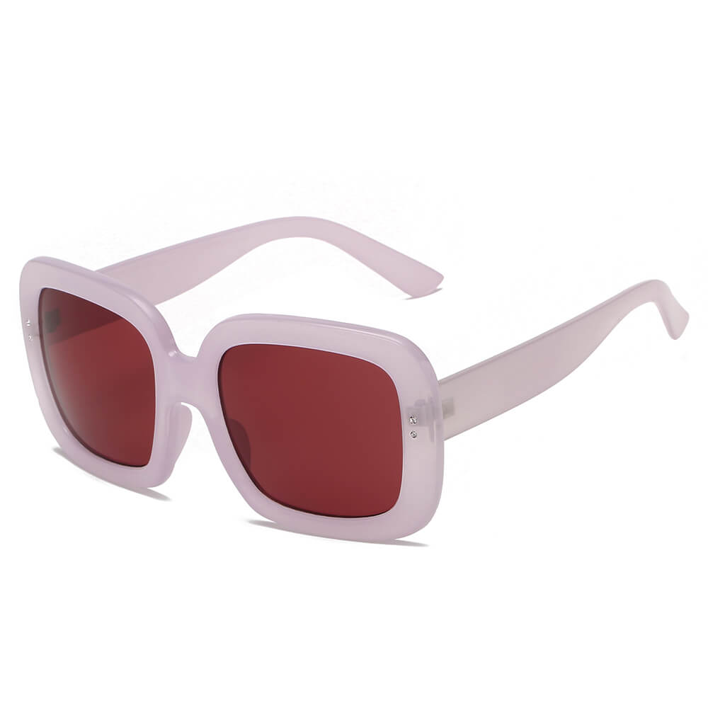 CLEMSON | S1089 - Women Retro Trendy Vintage Bold Square Oversize Sunglasses - Cramilo Eyewear - Stylish Trendy Affordable Sunglasses Clear Glasses Eye Wear Fashion