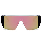 MABLETON | S3001 - Women Retro Flat Top Lens Square Shield Wrap Around Sunglasses - Cramilo Eyewear - Stylish Trendy Affordable Sunglasses Clear Glasses Eye Wear Fashion
