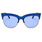HENRIETTA | S2062 - Women Half Frame Round Cat Eye Sunglasses - Cramilo Eyewear - Stylish Trendy Affordable Sunglasses Clear Glasses Eye Wear Fashion