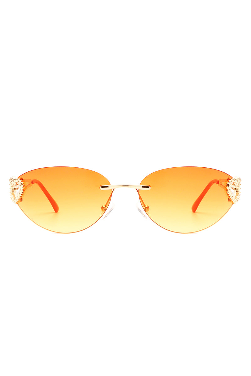 Myral - Women's Chic Frameless Oval Heart Designed Cat Eye Sunglasses - Charming Charlie
