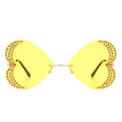 Quixotia - Rimless Butterfly Heart Shape Tinted Fashion Women Sunglasses - Charming Charlie