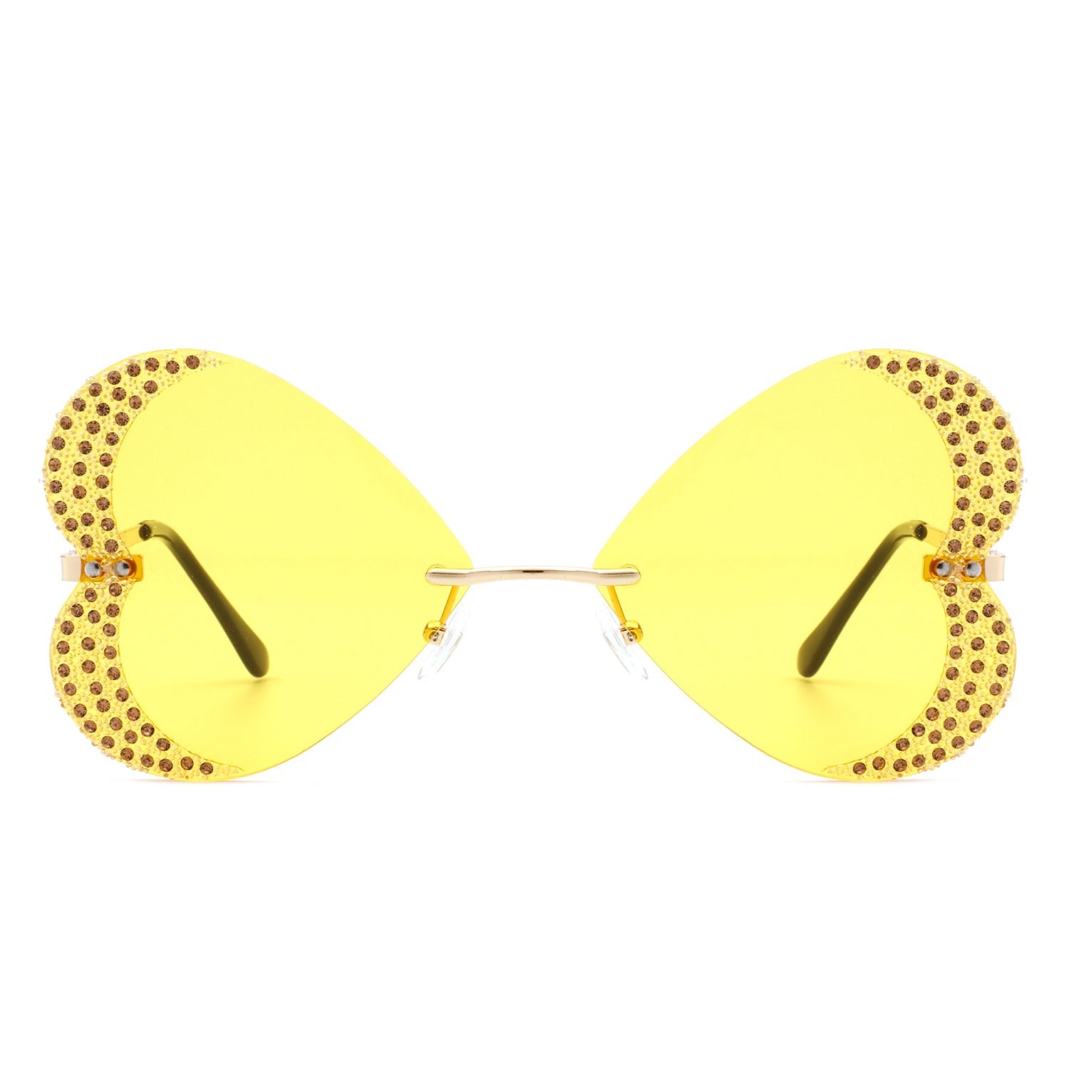 Quixotia - Rimless Butterfly Heart Shape Tinted Fashion Women Sunglasses - Charming Charlie