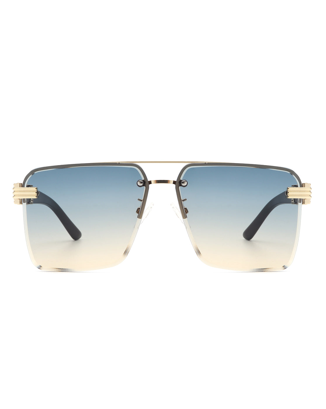 Blip - Retro Tinted Rimless Brow-Bar Fashion Square Sunglasses - Charming Charlie