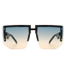 Kaelor - Square Oversized Flat Top Gradient Half Frame Sunglasses - Charming Charlie