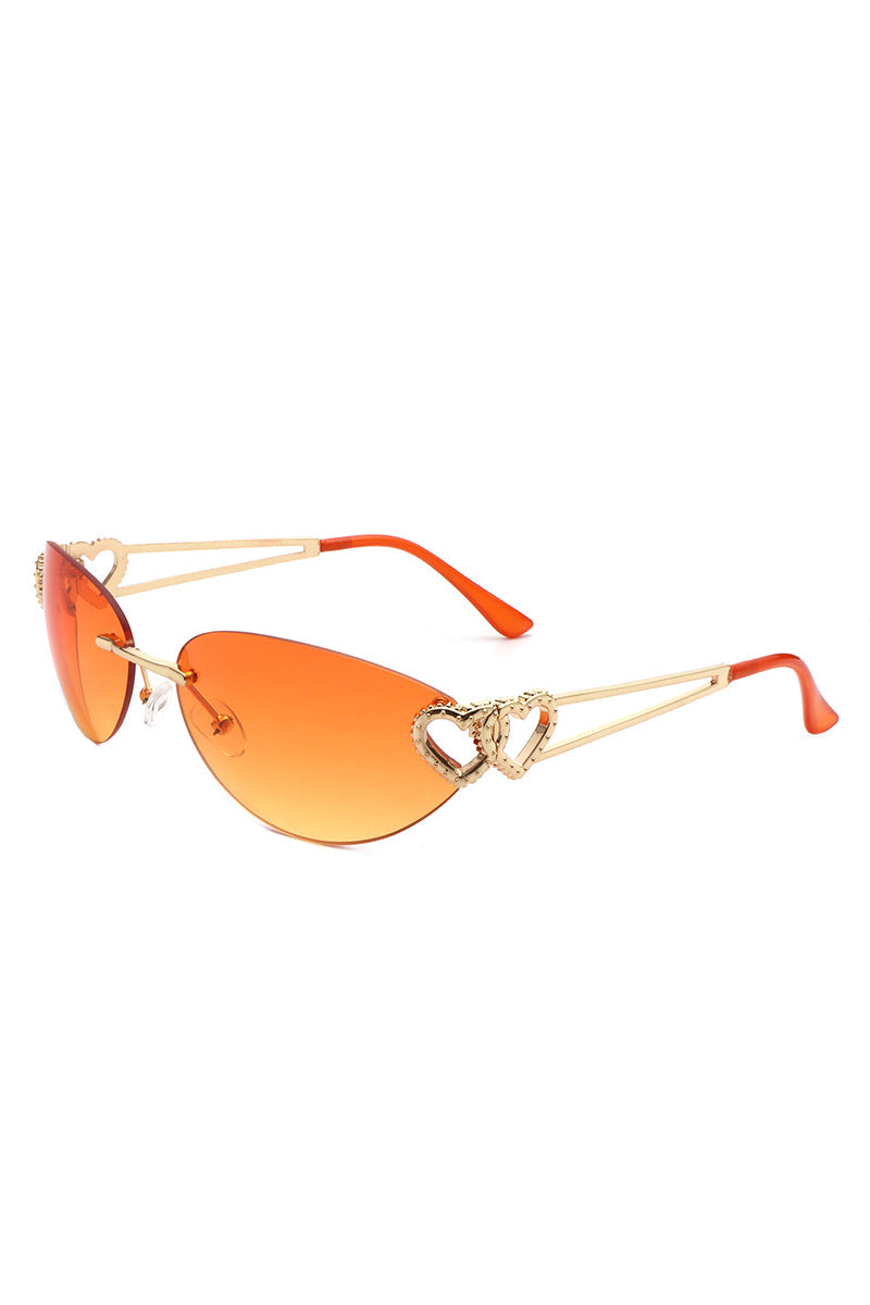 Myral - Women's Chic Frameless Oval Heart Designed Cat Eye Sunglasses - Charming Charlie