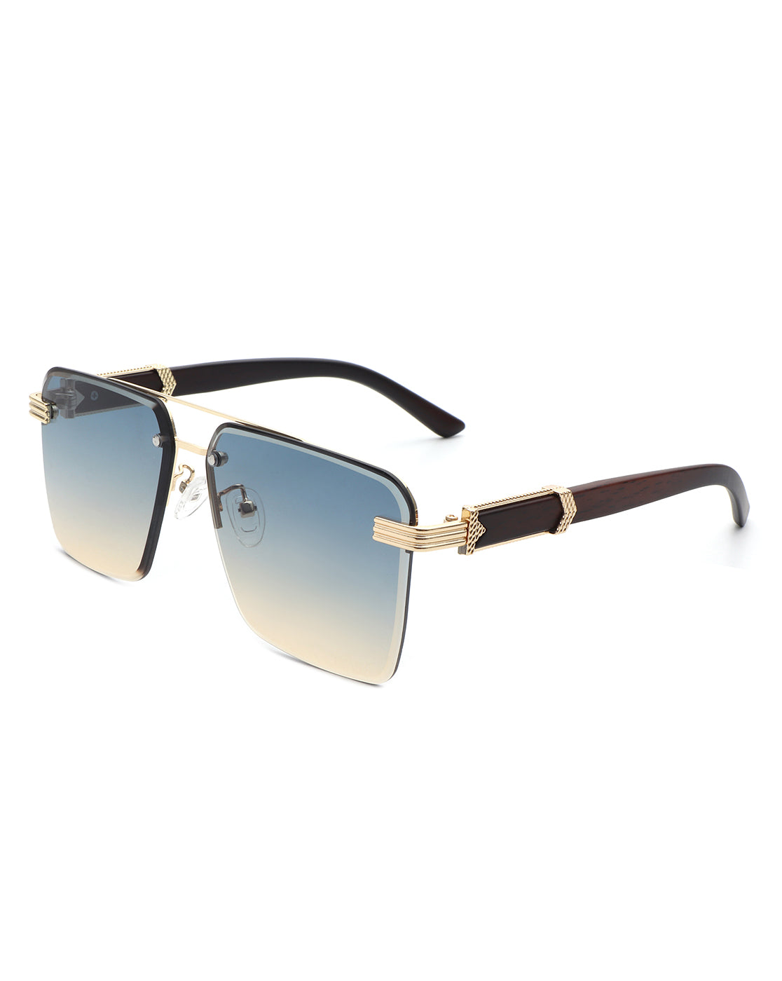 Blip - Retro Tinted Rimless Brow-Bar Fashion Square Sunglasses - Charming Charlie