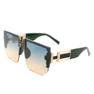 Kaelor - Square Oversized Flat Top Gradient Half Frame Sunglasses - Charming Charlie