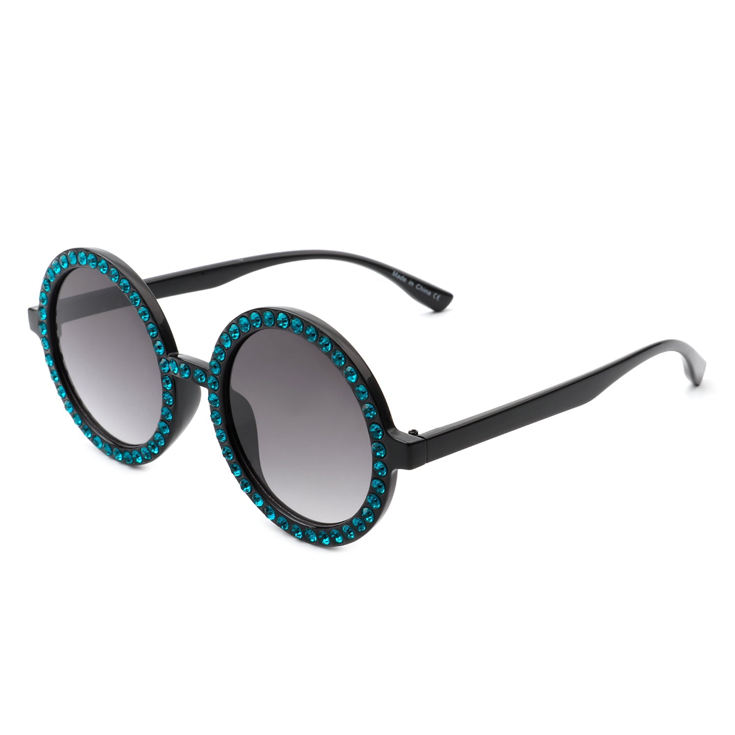 Dreamwey - Round Fashion Rhinestone Circle Oversize Women Sunglasses - Charming Charlie