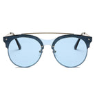ENDICOTT | S3011 - Round Circle Brow-Bar Tinted Lens Sunglasses - Cramilo Eyewear - Stylish Trendy Affordable Sunglasses Clear Glasses Eye Wear Fashion