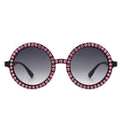 Dreamwey - Round Fashion Rhinestone Circle Oversize Women Sunglasses - Charming Charlie