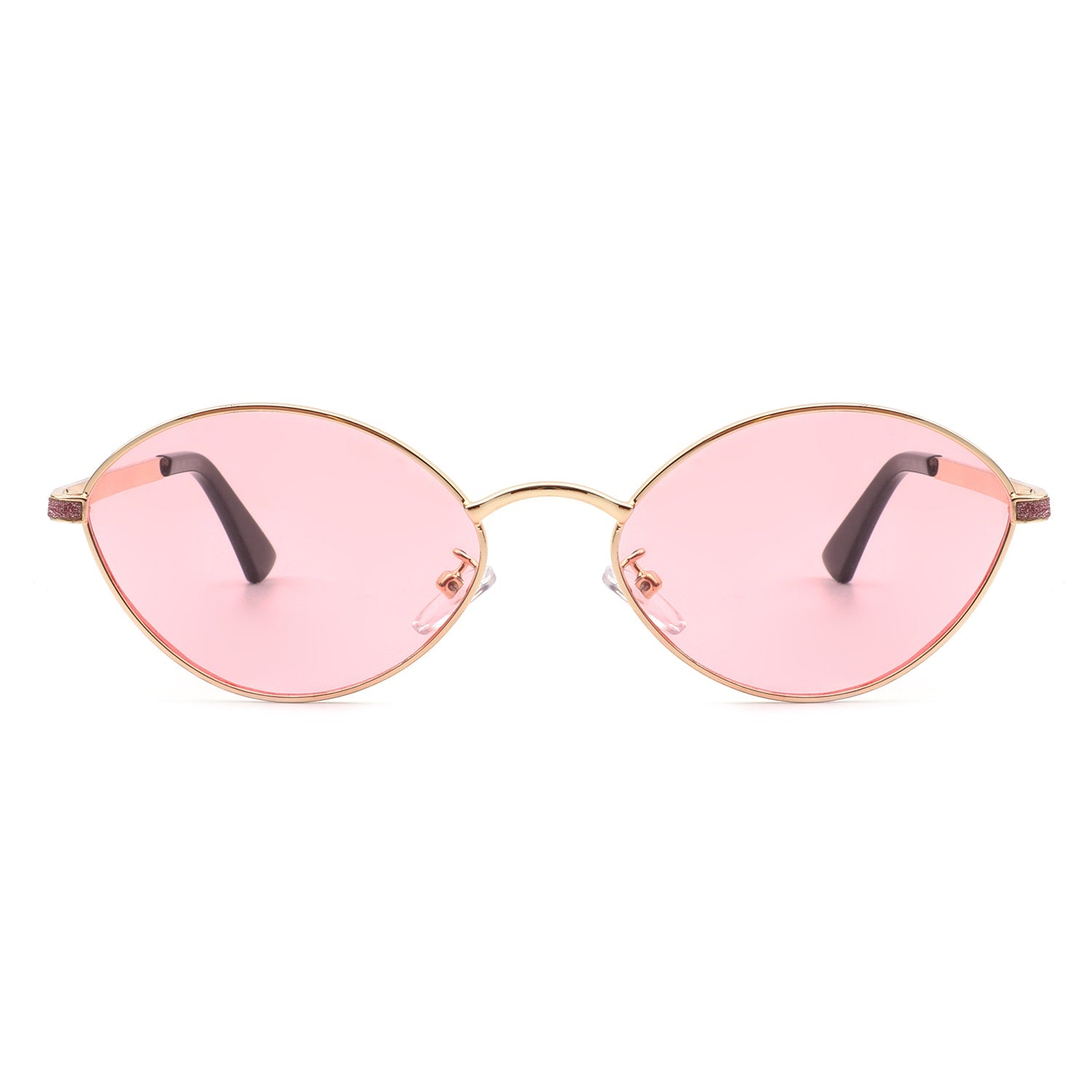 Ufril - Oval Retro Geometric Round Glitter Fashion Sunglasses - Charming Charlie