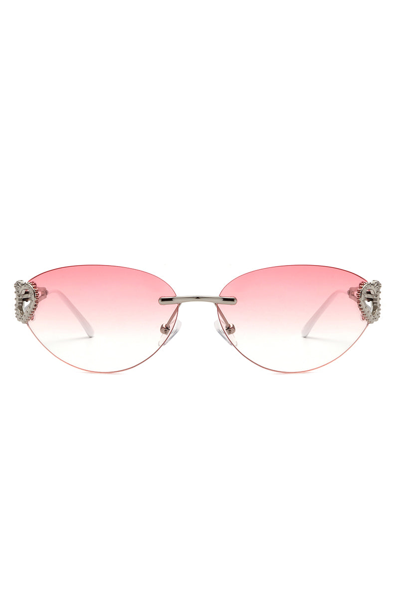 Myral - Women's Chic Frameless Oval Heart Designed Cat Eye Sunglasses - Charming Charlie