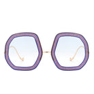 Xanadawn - Women Round Irregular Geometric Glitter Fashion Sunglasses - Charming Charlie