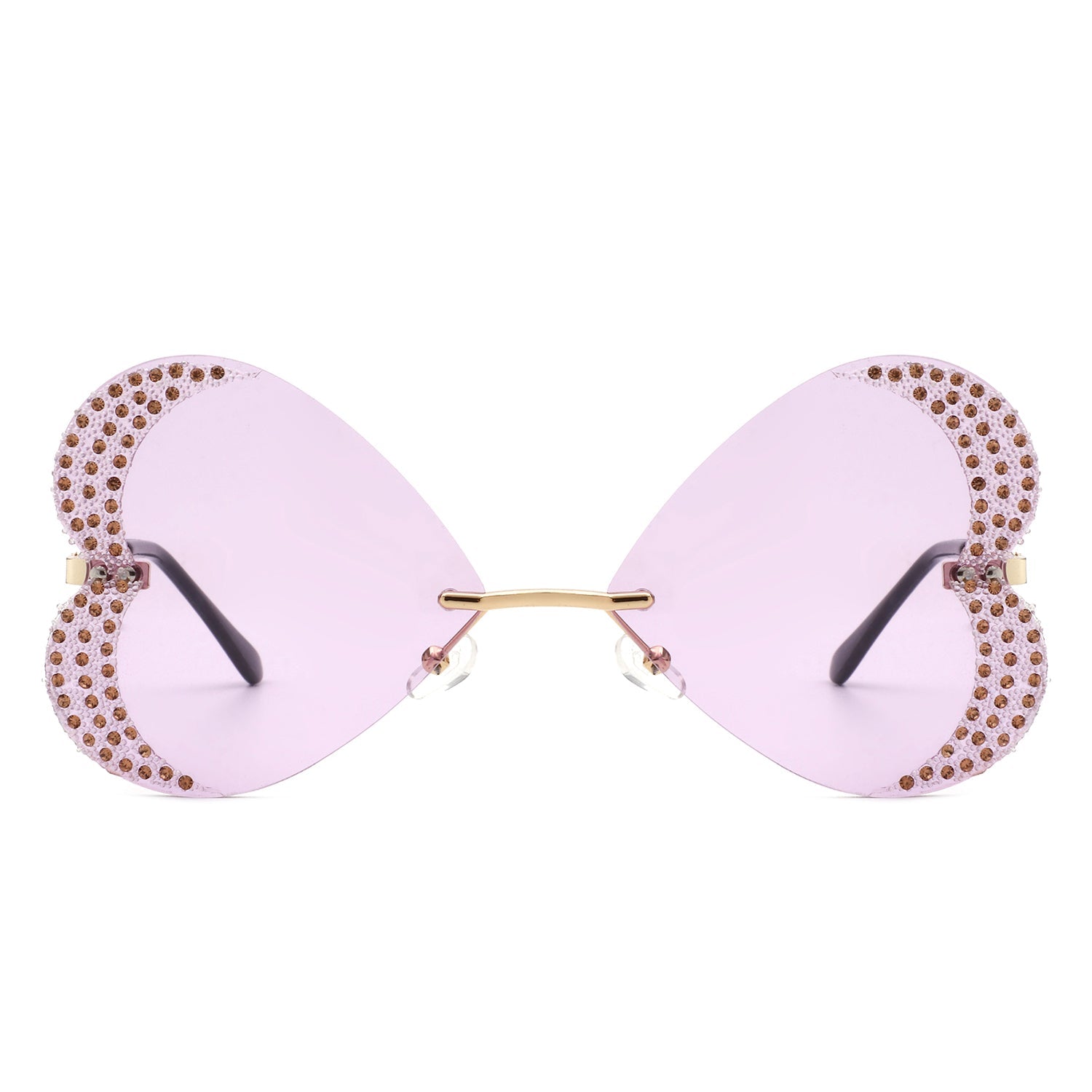 Quixotia - Rimless Butterfly Heart Shape Tinted Fashion Women Sunglasses - Charming Charlie