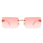 Jadesoul - Rectangle Retro Rimless Tinted Fashion Vintage Square Sunglasses - Charming Charlie