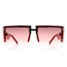 Kaelor - Square Oversized Flat Top Gradient Half Frame Sunglasses - Charming Charlie