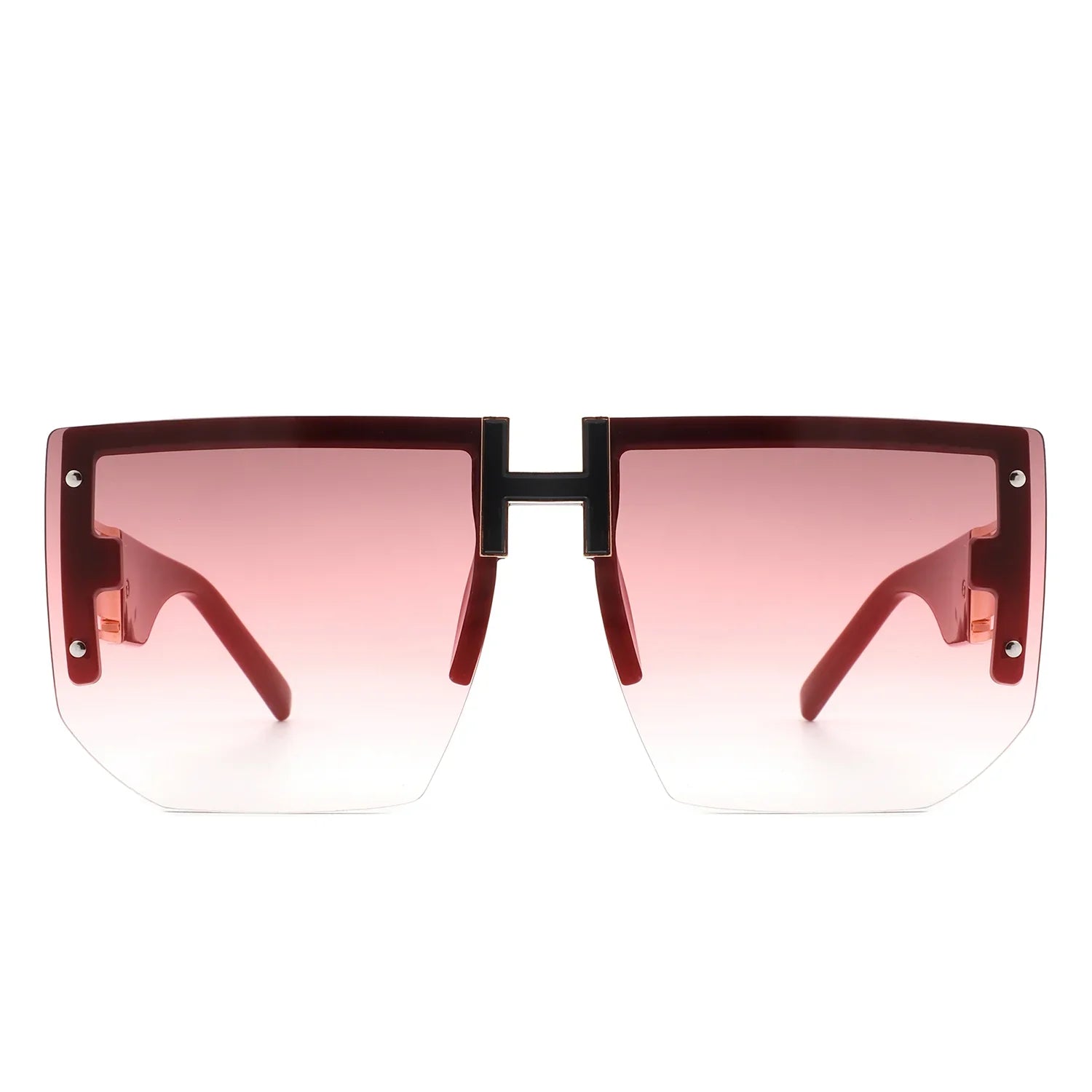 Kaelor - Square Oversized Flat Top Gradient Half Frame Sunglasses - Charming Charlie