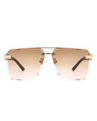 Blip - Retro Tinted Rimless Brow-Bar Fashion Square Sunglasses - Charming Charlie