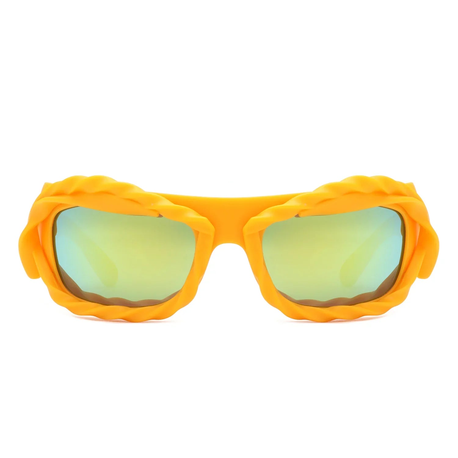 Riff - Rectangle Irregular Twisted Thick Frame Futuristic Sunglasses - Charming Charlie