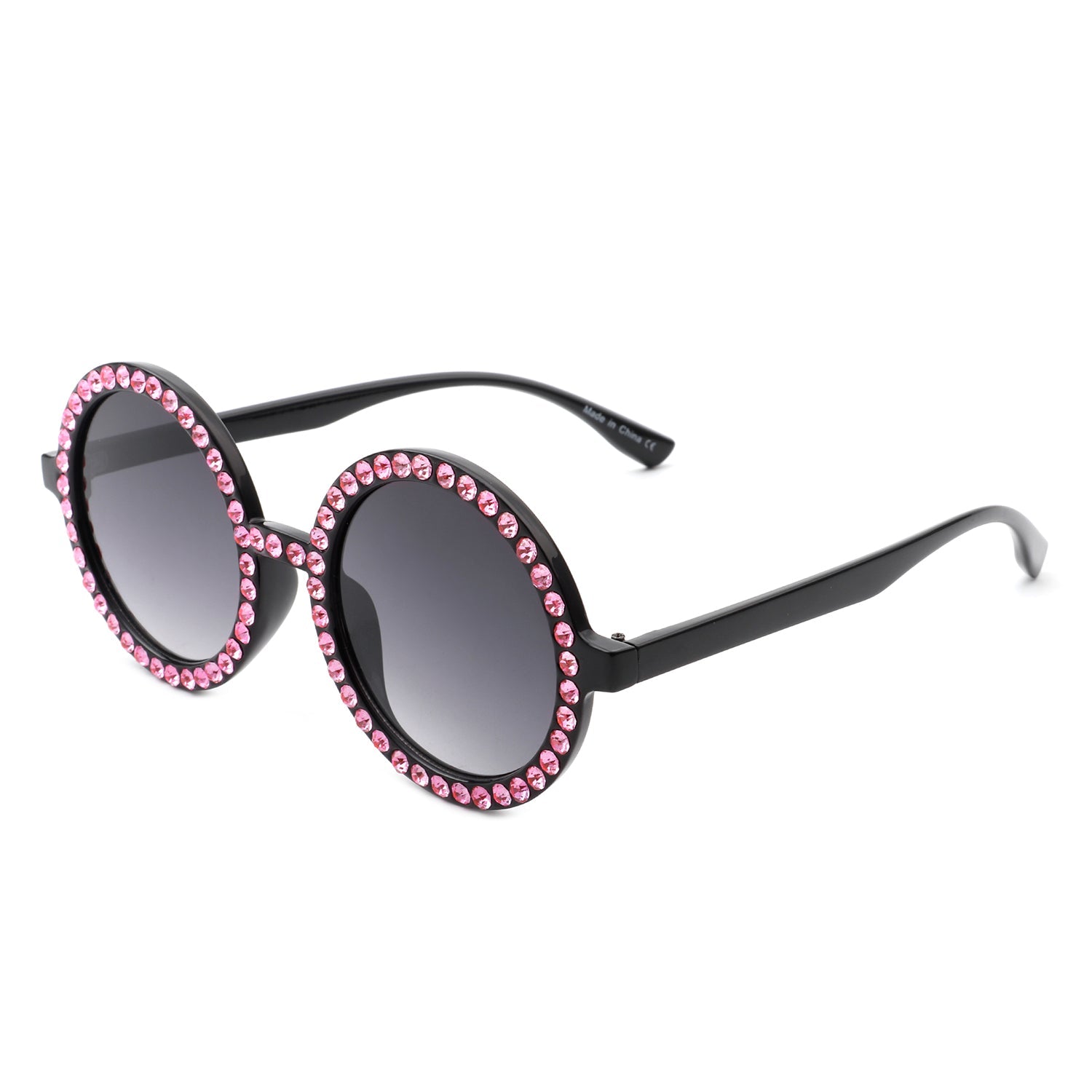 Dreamwey - Round Fashion Rhinestone Circle Oversize Women Sunglasses - Charming Charlie