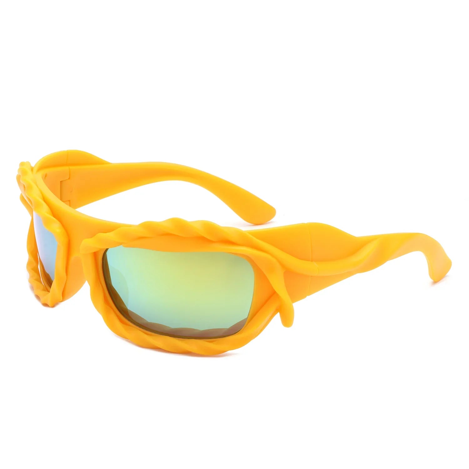 Riff - Rectangle Irregular Twisted Thick Frame Futuristic Sunglasses - Charming Charlie