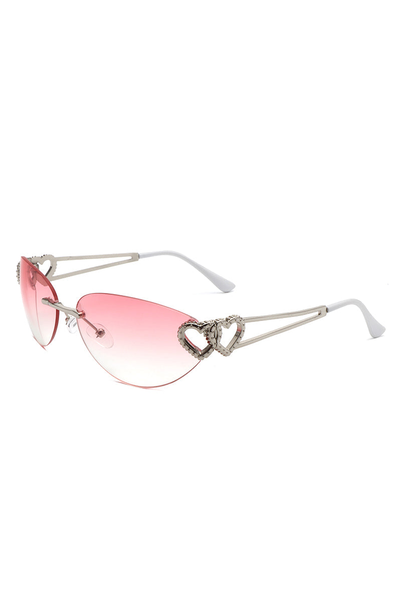 Myral - Women's Chic Frameless Oval Heart Designed Cat Eye Sunglasses - Charming Charlie