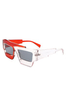 Brynden - Futuristic Square Irregular Flat Top Two-Tone Sunglasses - Charming Charlie