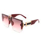 Kaelor - Square Oversized Flat Top Gradient Half Frame Sunglasses - Charming Charlie