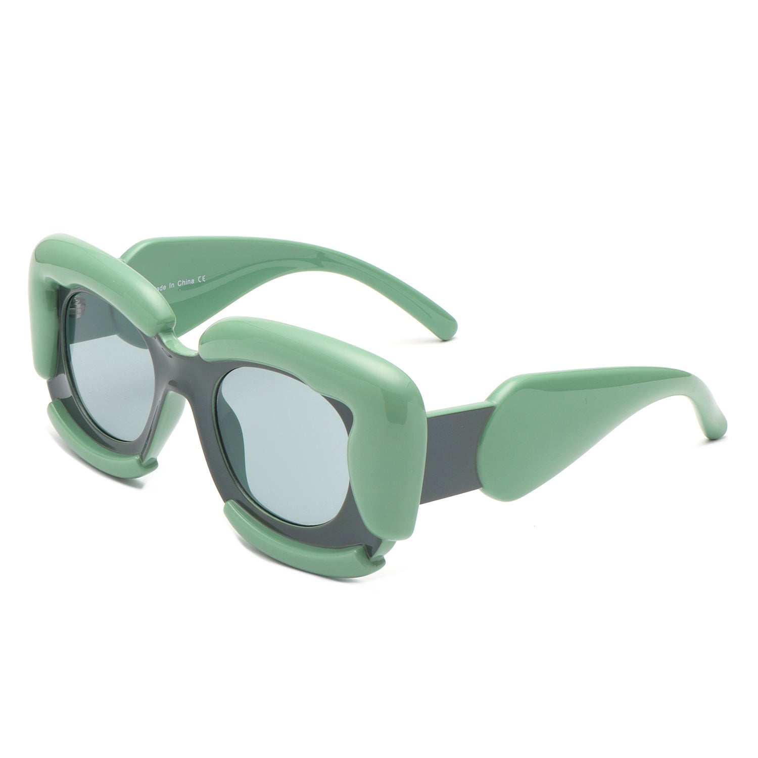 Twirl - Square Geometric Irregular Chunky Fashion Futuristic Sunglasses - Charming Charlie