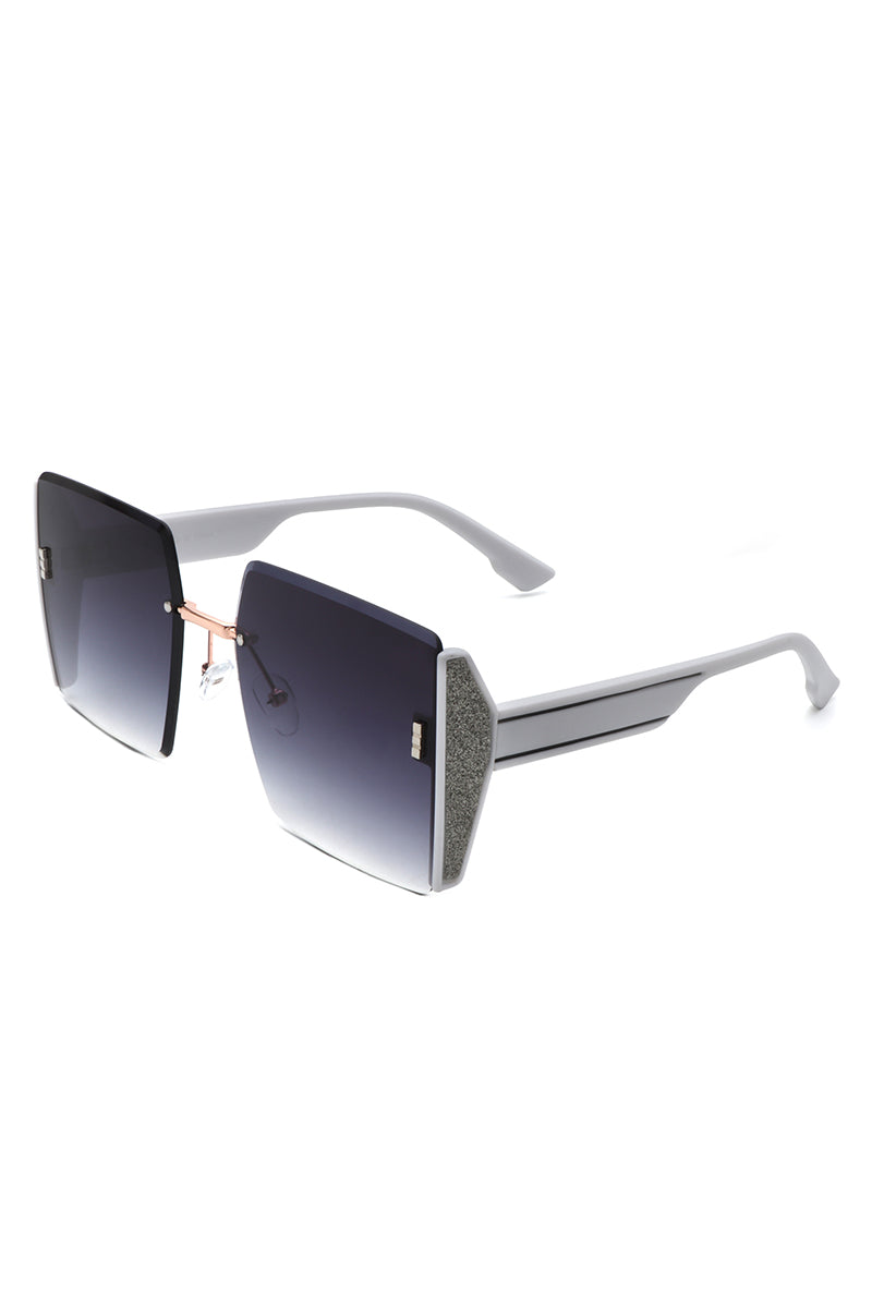 Lyris - Square Rimless Oversize Chic Women's Fashion Sunglasses - Charming Charlie