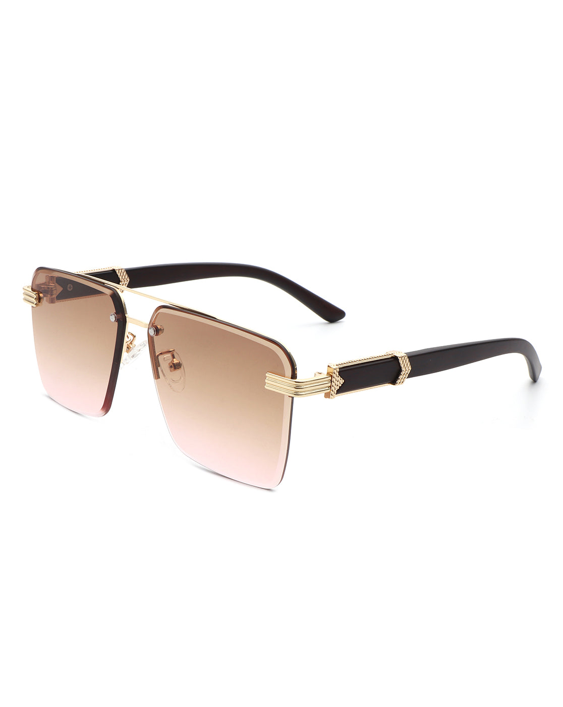 Blip - Retro Tinted Rimless Brow-Bar Fashion Square Sunglasses - Charming Charlie