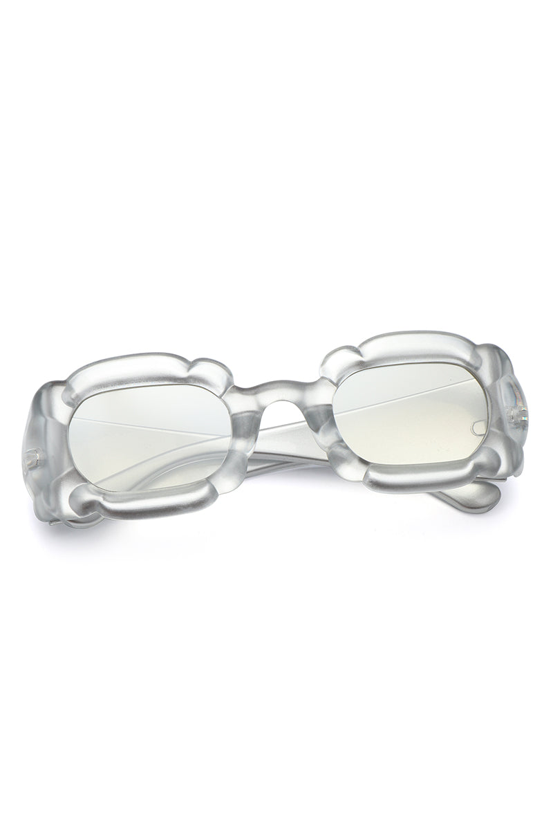 Uplift - Geometric Irregular Thick Frame Square Fashion Sunglasses - Charming Charlie